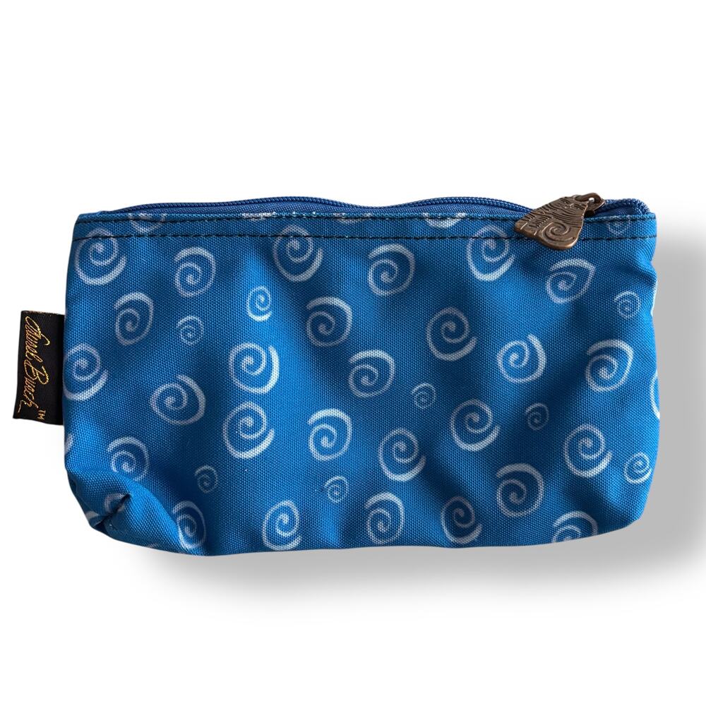 Laurel Burch Blue Canvas Makeup Bag Swirl Indigo Cat Cosmetic Travel India Poly